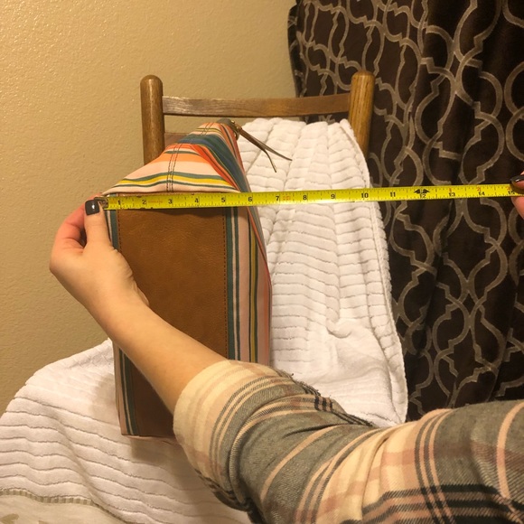 Fossil Multi Striped Leather And Canvas Tote - Picture 8 of 8